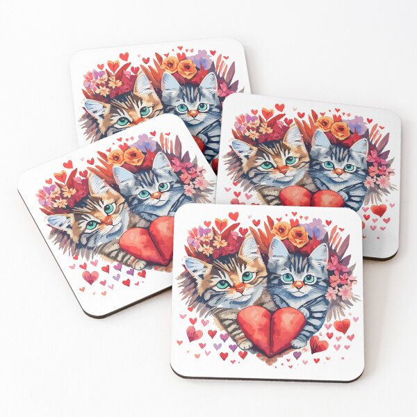 Item preview, Cute couple cat and heart valentine's day designed and sold by GiftsForCouples.