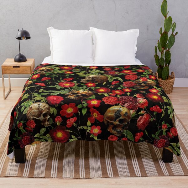 Item preview, Mystic Nostalgic Moody Night Florals- Red Roses And Gothic Skull Pattern Nightgarden designed and sold by UtArt.
