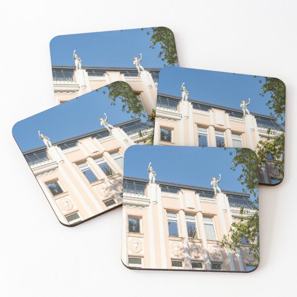 Item preview, Art Deco Facade with Greek God Hermes Rooftop Statues - Plovdiv Bulgaria designed and sold by Georgia Mizuleva.