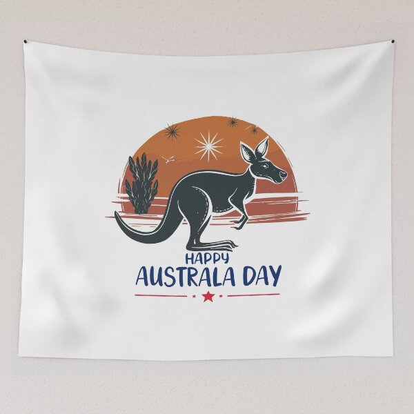 Item preview, happy australia day vintage sunset kangaroo designed and sold by MommyVibeArts.