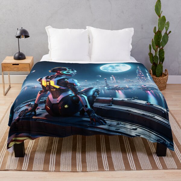Item preview, Cyberpunk Cyborg Girl on the roof at night designed and sold by Salimgor Hangaround Music.