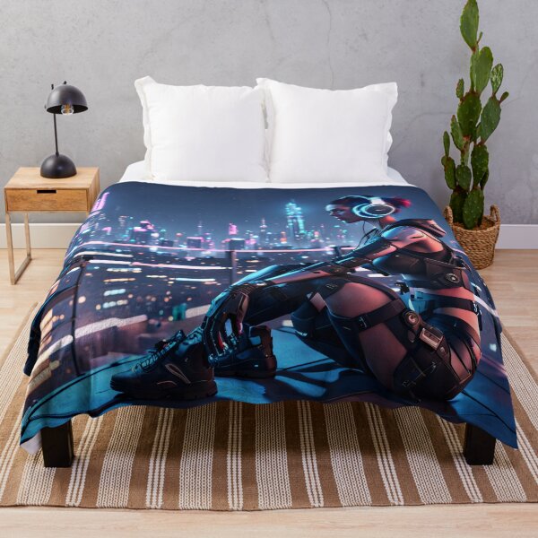 Item preview, Cyberpunk Cyborg Girl on the roof in Neo Tokyo designed and sold by Salimgor Hangaround Music.