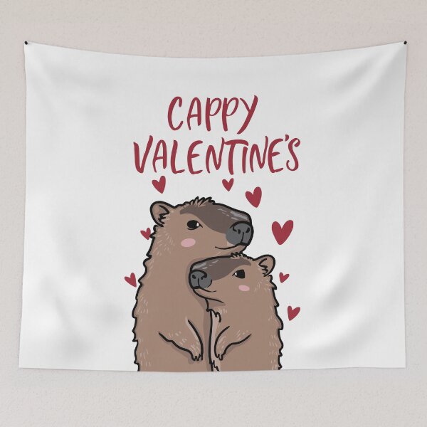 Item preview, Cappy Valentines - cute capybara love couple designed and sold by EmeraldeaArt.