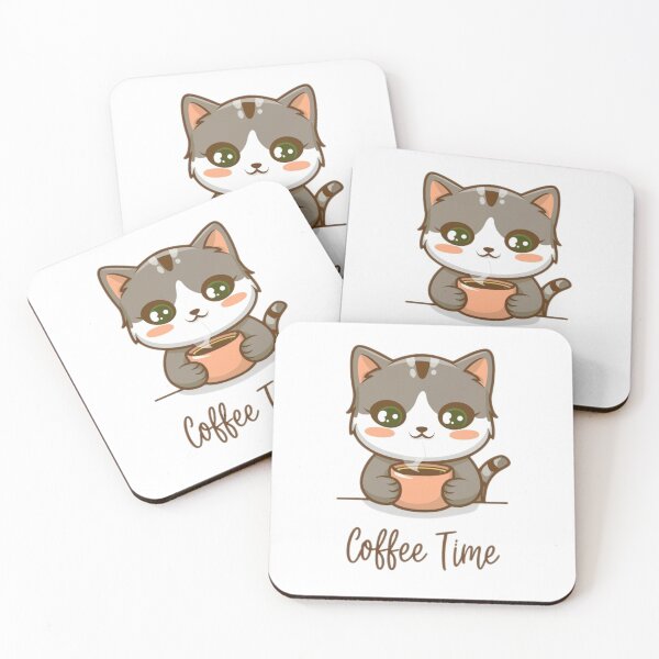 Item preview, Gray cat with mug off coffee designed and sold by Gizabella.