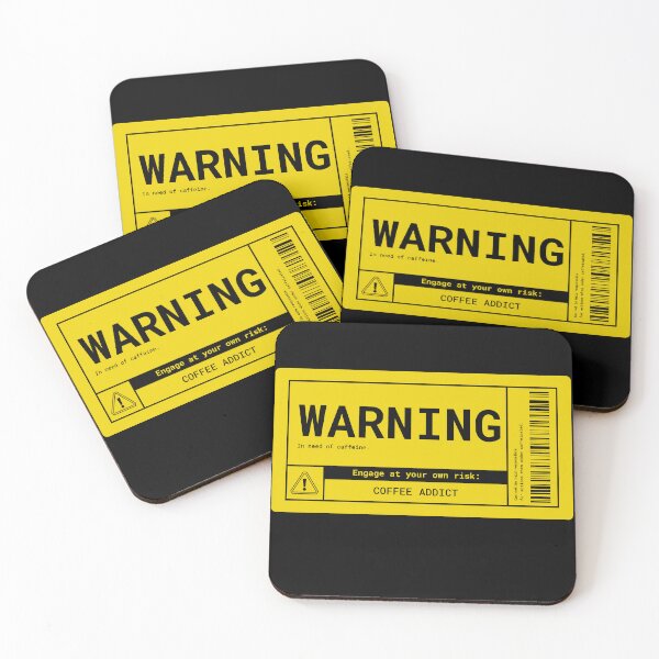 Item preview, Funny human warning label coffee addict, caffeine sarcastic sign designed and sold by wittyprinttop.