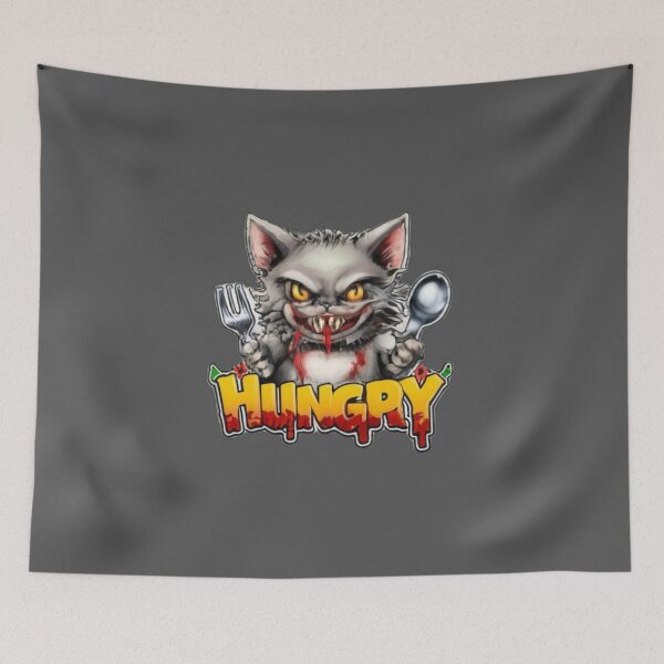 Item preview, Demonic cat with text 'Hungry designed and sold by Tomasz  Siennicki.
