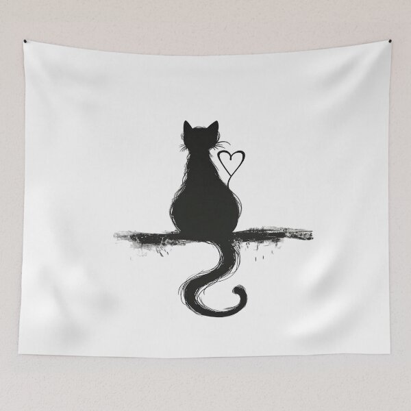 Item preview, A cat silhouette a heart designed and sold by Ninoshik.