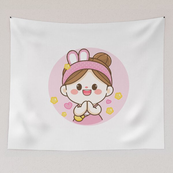 Item preview, Namaste Joy: Cheerful Cute Girl Cartoon Art Illustration" designed and sold by hjian8219.