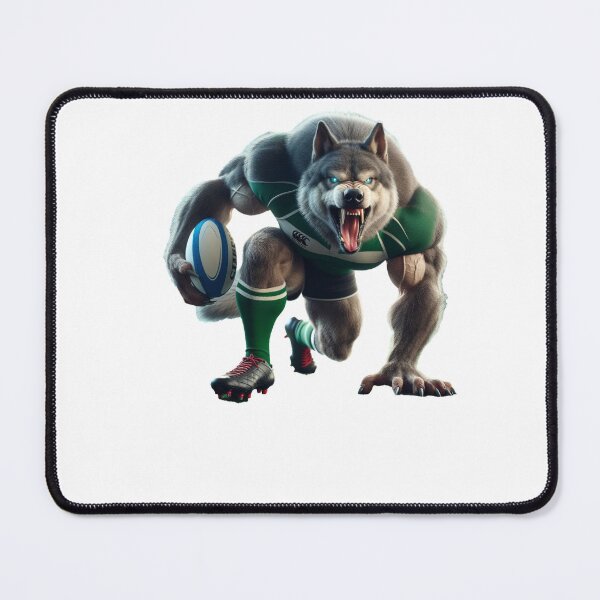Item preview, Grey wolf rugby player designed and sold by SpendieSellers.