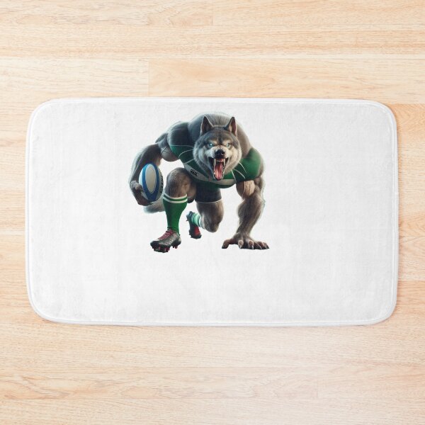 Item preview, Grey wolf rugby player designed and sold by SpendieSellers.