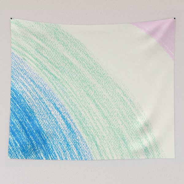 Item preview, Pastels, crayons colored, blue, light green, pink minimal drawing on white paper background designed and sold by MTShoppingLine.