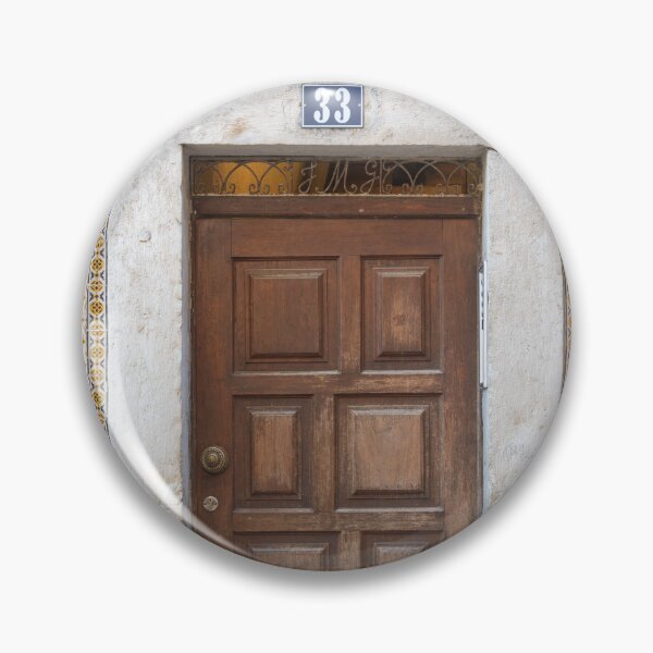 Item preview, The brown door with yellow azulejos nr. 33 art print - Vintage doors in Alfama, Lisbon, Portugal - travel photography designed and sold by Christa Stroo Photography.