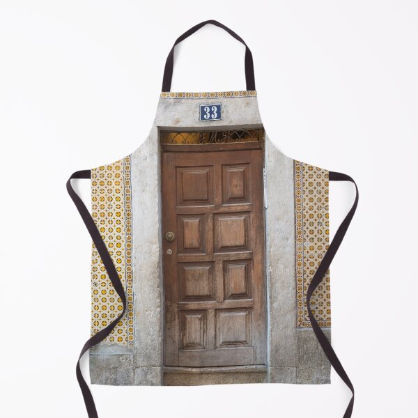 Item preview, The brown door with yellow azulejos nr. 33 art print - Vintage doors in Alfama, Lisbon, Portugal - travel photography designed and sold by Christa Stroo Photography.