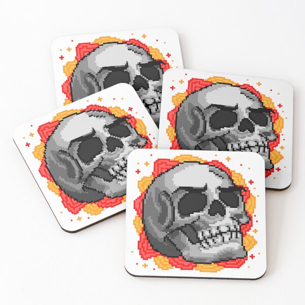 Item preview, Pixel Red & Orange Skull designed and sold by EleoraDoodles.
