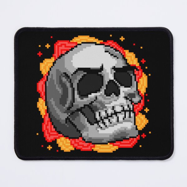Artikelvorschau, Pixel-Schädel in Rot und Orange entworfen und verkauft von EleoraDoodles.