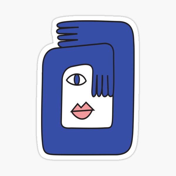Blue and White funny face Design Self Love Sticker