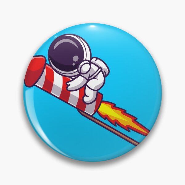 Item preview, Galactic Celebration: Cute Astronaut Flying with Fireworks Rocket Cartoon Vector Icon designed and sold by hjian8219.