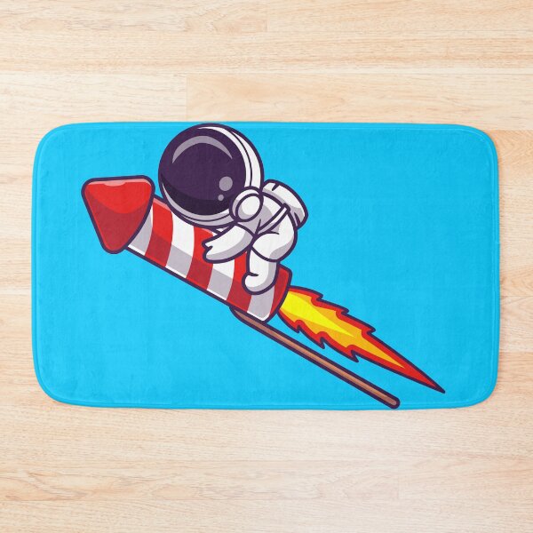Item preview, Galactic Celebration: Cute Astronaut Flying with Fireworks Rocket Cartoon Vector Icon designed and sold by hjian8219.