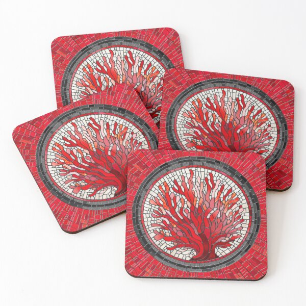 Item preview, Red Sea Fan Coral mosaic art designed and sold by k9printart.