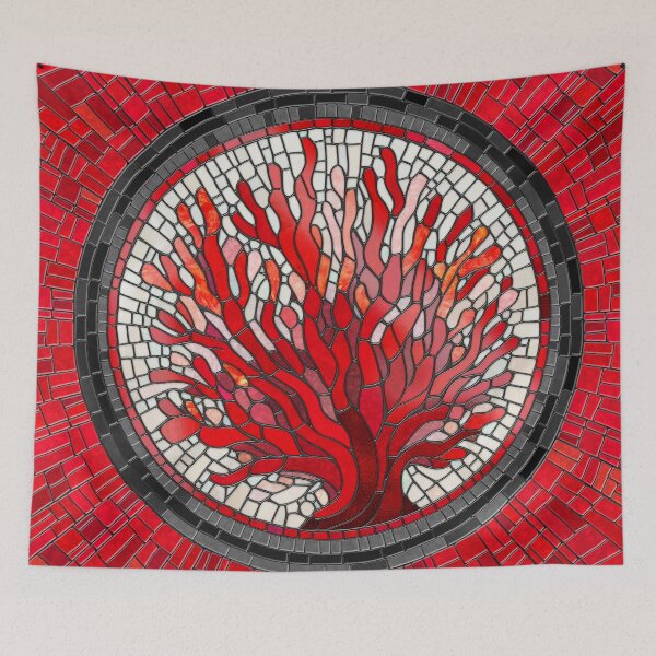 Item preview, Red Sea Fan Coral mosaic art designed and sold by k9printart.