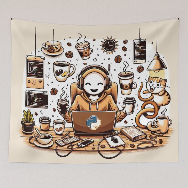 Item preview, Caffeinated Coding: A Programmer's Python Paradise designed and sold by TuringTacoTales.