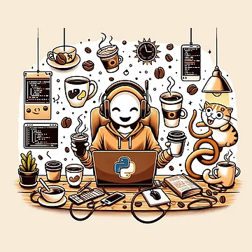 Artwork thumbnail, Caffeinated Coding: A Programmer's Python Paradise by TuringTacoTales