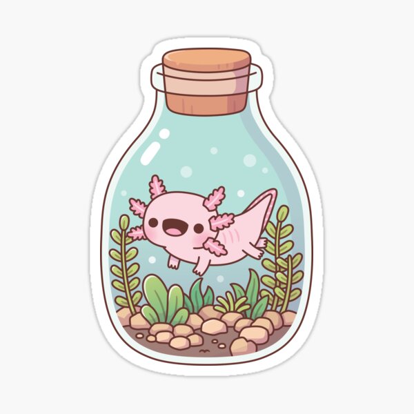 Vista previa del artículo con la obra «Lindo Ajolote Feliz En Acuario Botella», diseñado y vendido por rustydoodle.