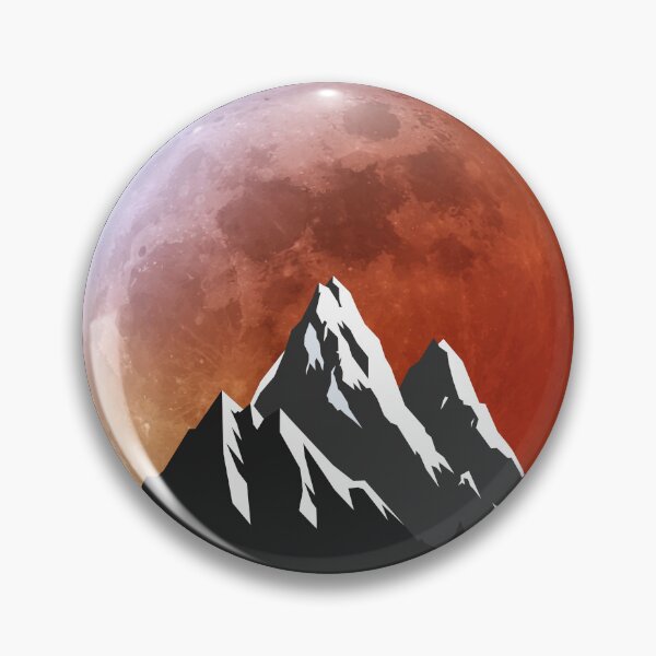 Item preview, Silhouette of a mountain against the full red moon designed and sold by VugArtShop.