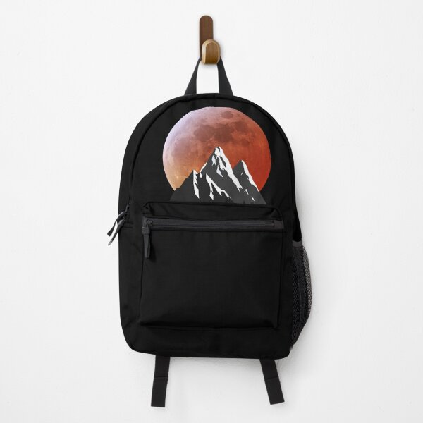 Item preview, Silhouette of a mountain against the full red moon designed and sold by VugArtShop.