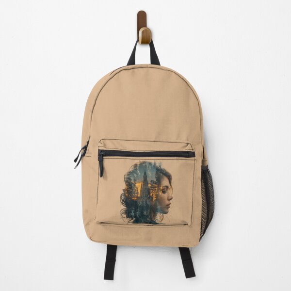 Item preview, Female profile face containing autumnal forest and monument with sunset designed and sold by cristina1001.