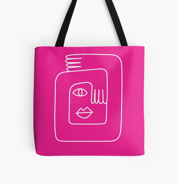 Bright Pink Self Love Face Head All Over Print Tote Bag