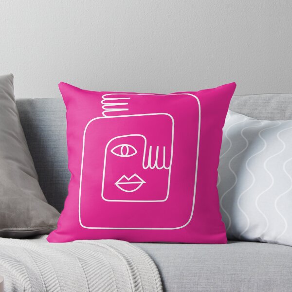 Bright Pink Self Love Face Head Throw Pillow