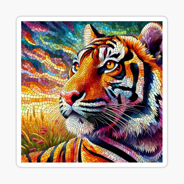 Item preview, Tigre illustration mosaic style designed and sold by EZfashion.