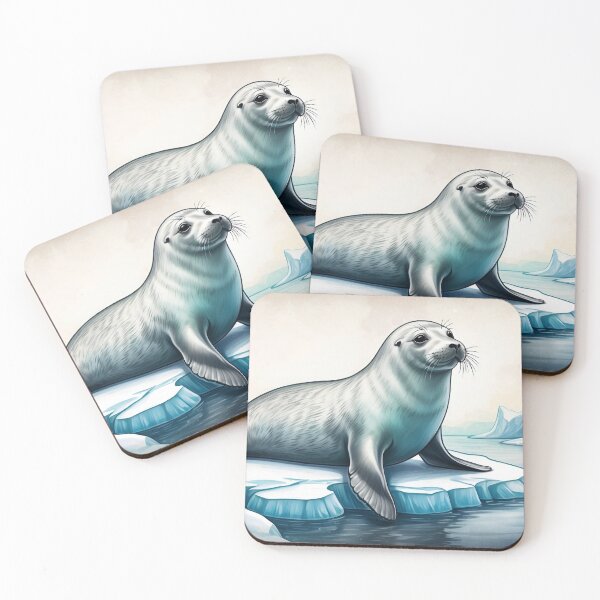 Item preview, Seal on an iceberg and Northern Lights ( Aurora borealis ) of north pole designed and sold by Andrey-Myagkov.