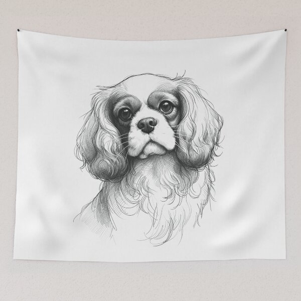 Item preview, Cavalier King Charles Spaniel Pencil Sketch by Artist Soulful Gaze designed and sold by irek07.