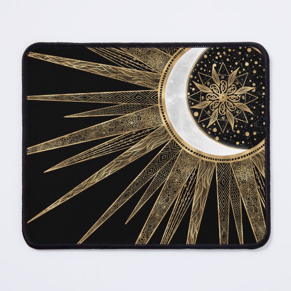 Item preview, Mystic Black Gold Sun Moon Mandala designed and sold by NdesignTrend.