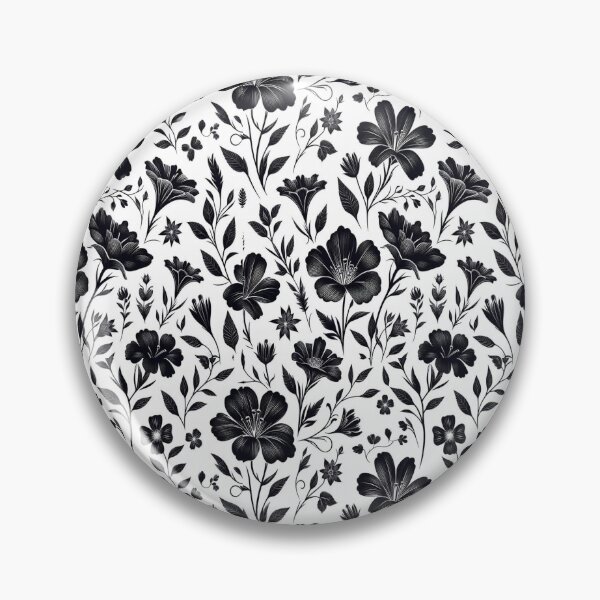 Item preview,  Flower - Black Flowers and Leaves on White  ; Floral Pattern designed and sold by PatternInArt.