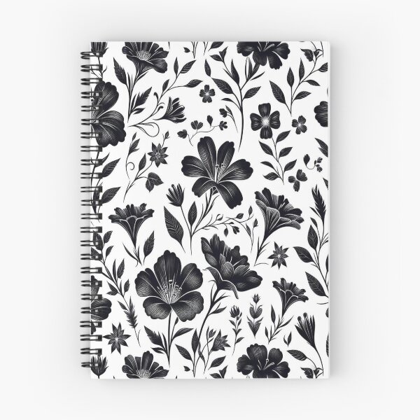 Item preview, Flower - Black Flowers and Leaves on White ; Floral Pattern designed and sold by PatternInArt.