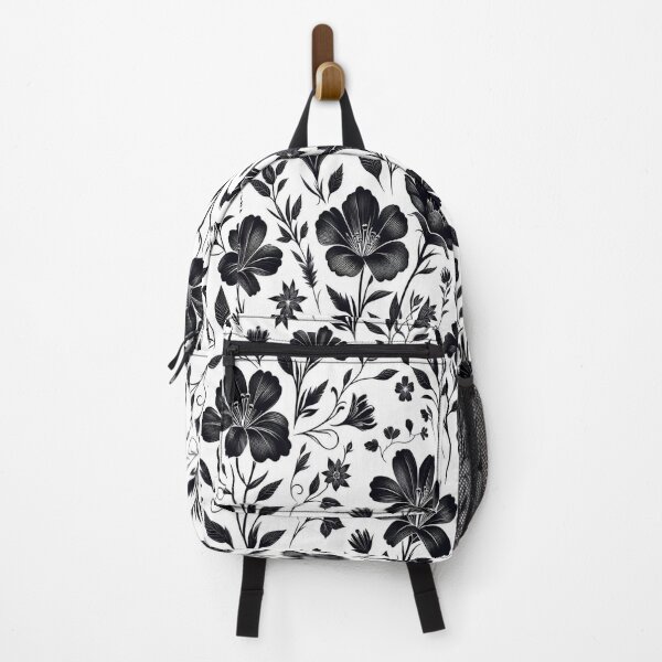 Item preview, Flower - Black Flowers and Leaves on White ; Floral Pattern designed and sold by PatternInArt.