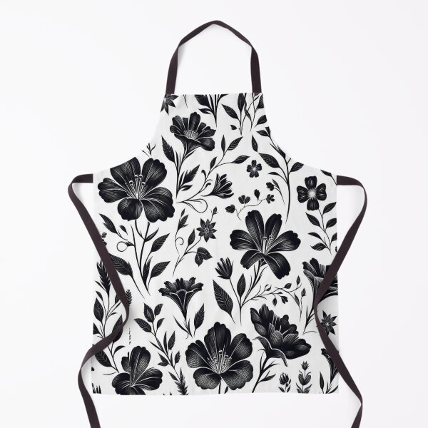 Item preview,  Flower - Black Flowers and Leaves on White  ; Floral Pattern designed and sold by PatternInArt.
