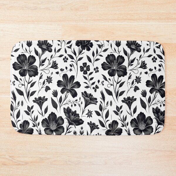Item preview, Flower - Black Flowers and Leaves on White ; Floral Pattern designed and sold by PatternInArt.