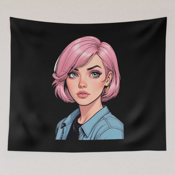 Item preview, Pink Hair Comic Book Girl designed and sold by waterhutch.