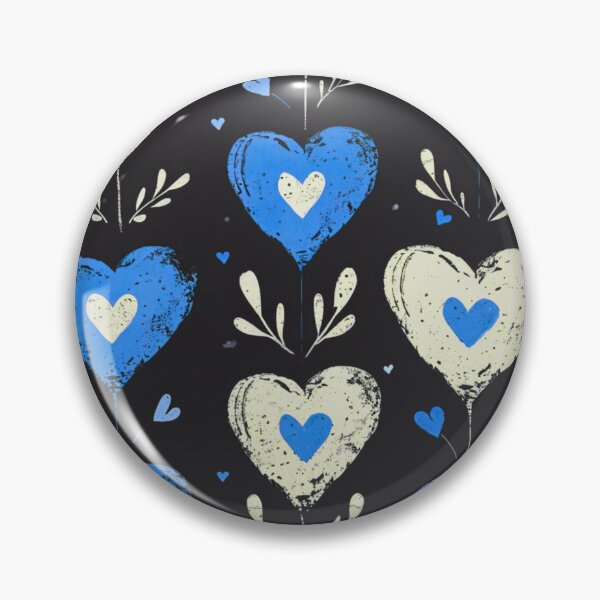 Item preview, Midnight Blue and Cream Heart Botanicals designed and sold by ColorfulVanilla.