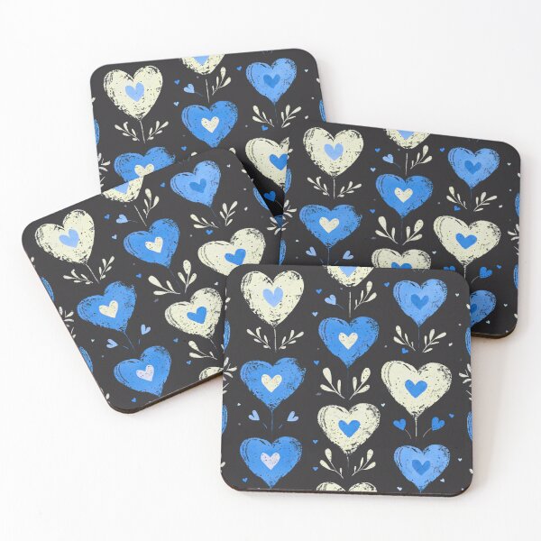 Item preview, Midnight Blue and Cream Heart Botanicals designed and sold by ColorfulVanilla.