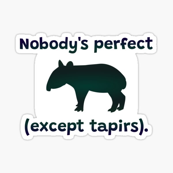 Vista previa del artículo con la obra «Nadie es perfecto (excepto los tapires)», diseñado y vendido por ThatIsSomething.