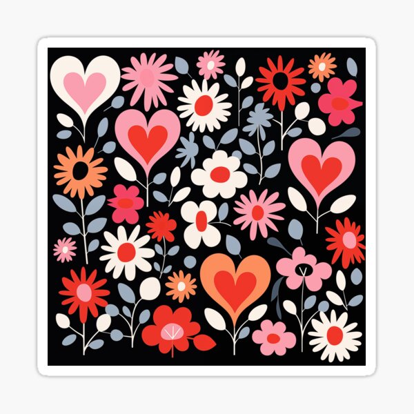 Item preview, Mary Blair Inspired Bright, Happy Flowers designed and sold by Offset Vinyl Film.