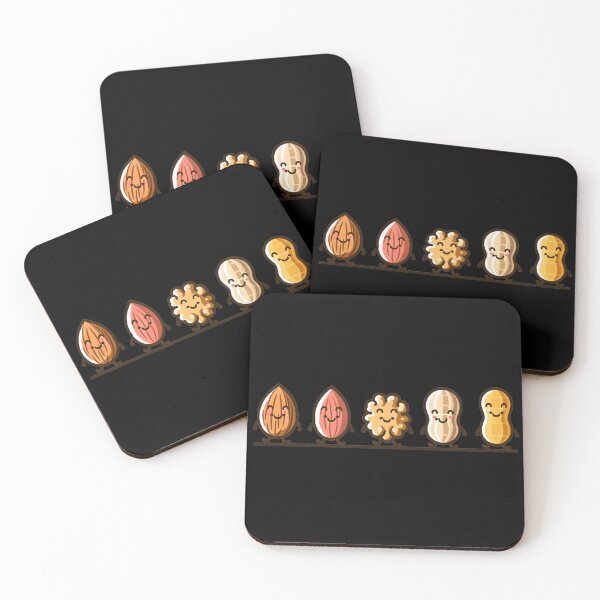 Item preview, Cheerful parade of animated nuts: characters of almonds, peanuts, walnuts, pecans and cashews who are happy and smiling designed and sold by Sovi14.