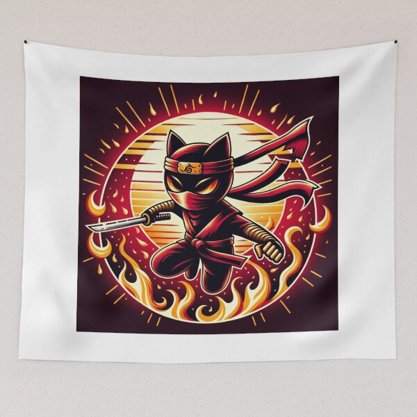Item preview, Fiery ninja cat designed and sold by T2-jn.