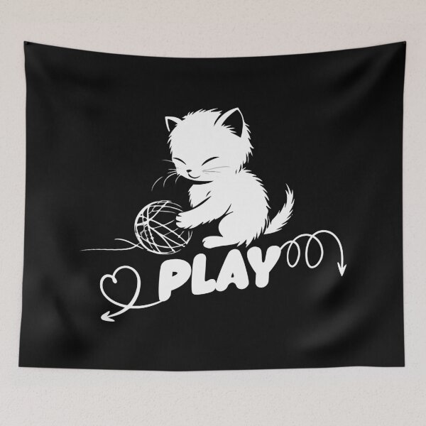 Item preview, Playful Kitten Silhouette with Yarn Ball designed and sold by Sir Meow Meow.