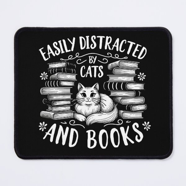 Item preview, Easily Distracted by Cats and Books Cat Design Women Girls designed and sold by BlueBerry-Pengu.